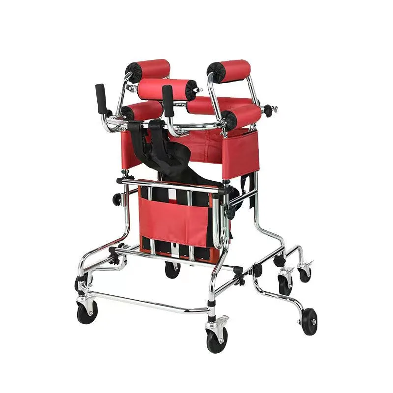 8 Roller Cerebral Palsy Child Standing & Walking Aid Hemiplegic Walker Lower Limb Training Standing Frame with Wheels Walker