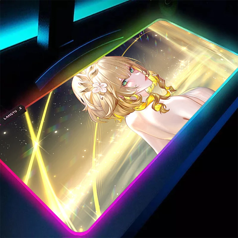 

Rubber LED PC Mousepad Gamer Gaming Mouse Pads Honkai Star Rail Aglaea Desk Keyboard Pad RGB Computer Laptop Anime HD Table Mat