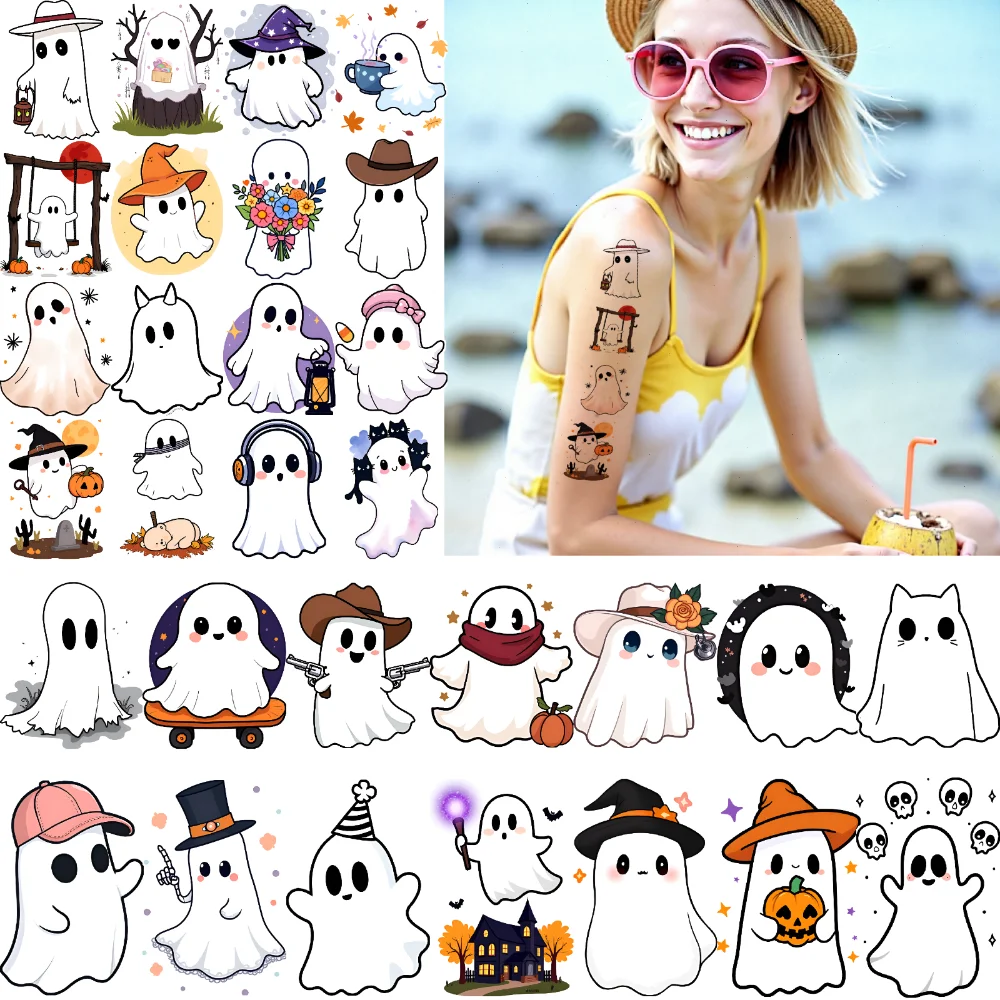 

54pcs Temporary Tattoo Costumes Waterproof Long-lasting Body Stickers Halloween Ghosts Temporary Tattoo Stickers For Arms