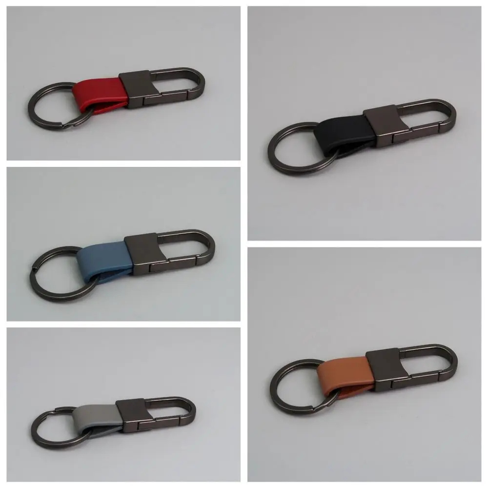 Alloy Leather Fur Keychain Anti-Lost Multifunctional Leather Waist Hanging Key Chain Carabiner Holder Business Style