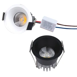 110V 220V LED Mini lampa sufitowa lampka ściemniająca 3W Mini LED typu Downlight biała, czarna, Led sufitowa lampa wpuszczana