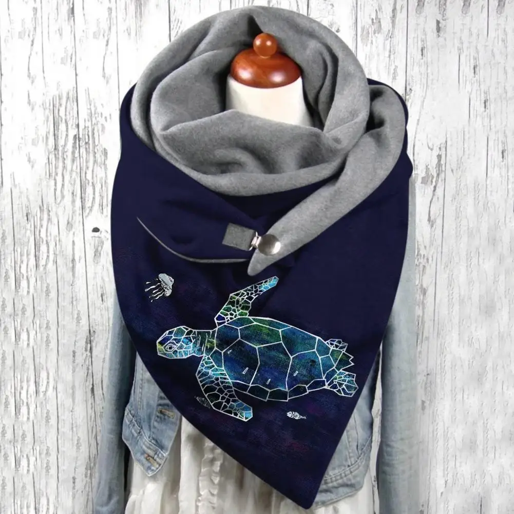 Autumn Scarf Warm Winter Scarf Fleece Windproof  Cute Printed Patchwork Autumn Neckerchief