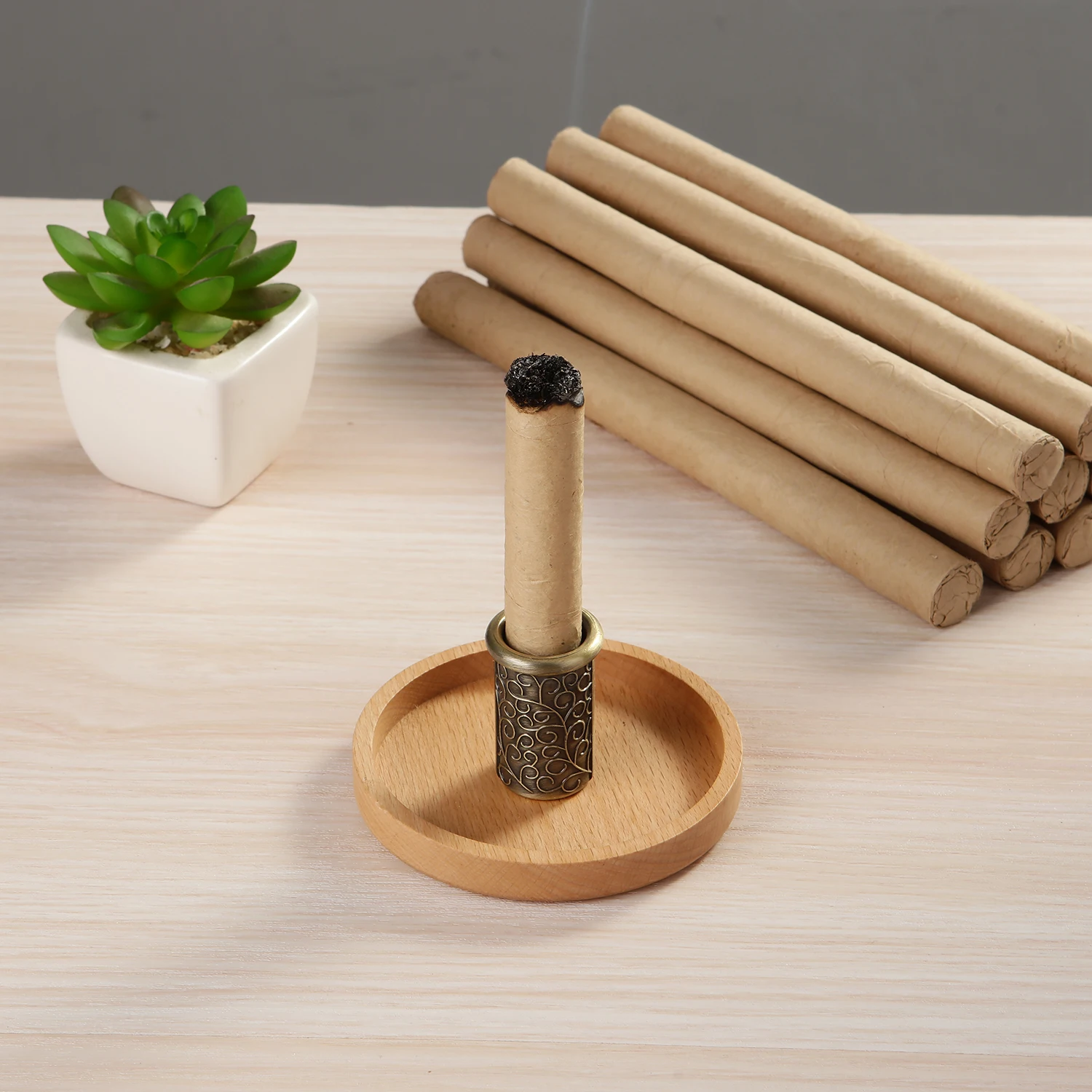 Metal Palo Santo Holder Wooden Incense Burner for Palo Santo Sticks Incense Holder Scent Stand and Ash Catche