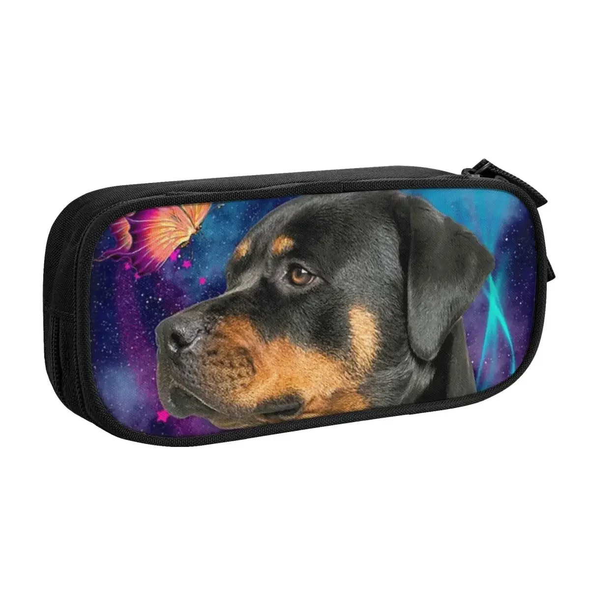 Kawaii Rottweiler Pencil Cases for Boys Gilrs Custom Animal Dog Large Storage Pen Bag Box School Supplies