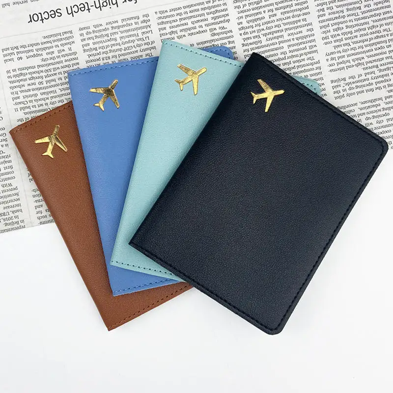 

Luxury Gold Airplane Passport Cover Custom Name Men Women Business Passport Holder Personalized Logo Initials Travel Accessories