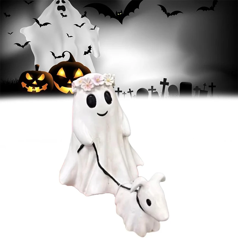 Estatua de perro fantasma que camina para Halloween, adornos de resina interesantes, decoración creativa para el hogar, regalo