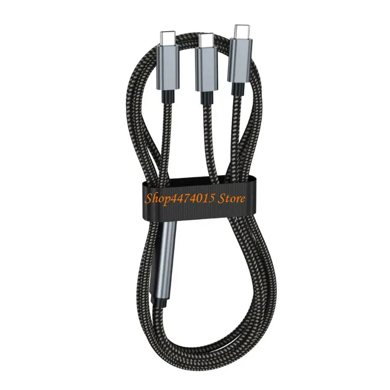 K1AA 2 In 1 USB C 빠른 충전 케이블 100W 노트북 용을위한 이중 포트 전원 전달 코드 Nylons Braids