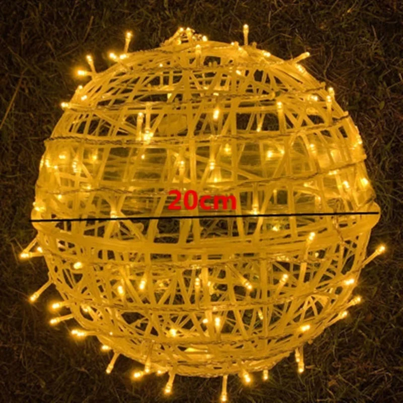 Guirxiété Lumineuse Boule Globe en Rotin, 20cm, Décoration d'Extérieur pour ix, Mariage, Jardin, Arbre de Noël