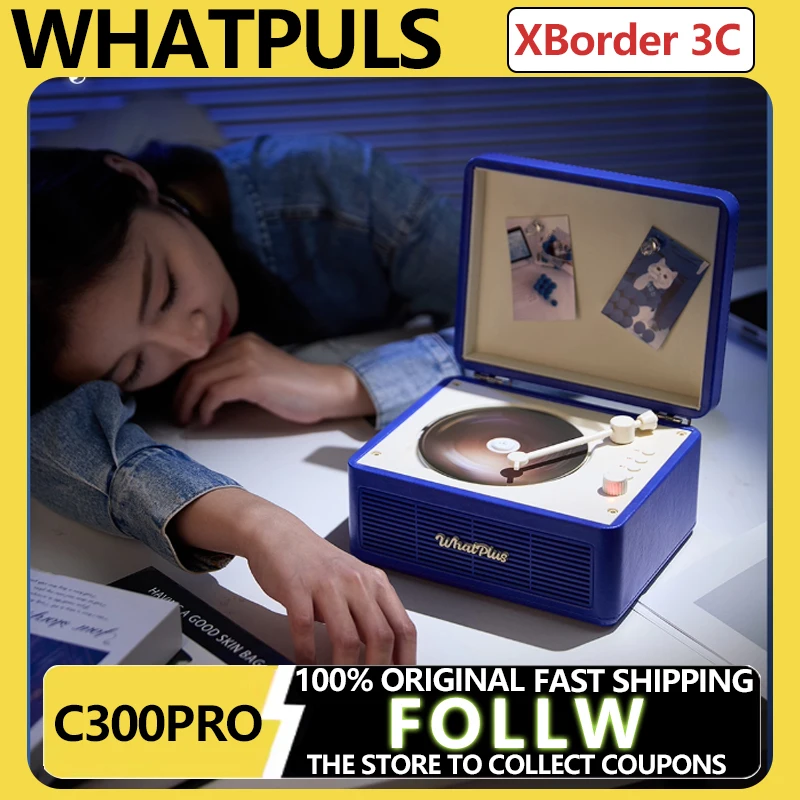 

Whatplus C300PRO Retro Wireless CD Player Bluetooth Record Player Magnetic Attraction Dual Stereo Speaker Lychee Grain Gift