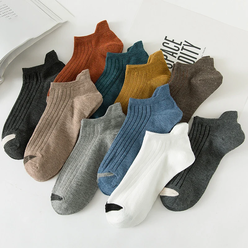 5 Pairs Fashion Men Socks Spring Summer Cotton Men's Boat Socks Breathable Comfortable Ankle Socks  Men Invisible Socks