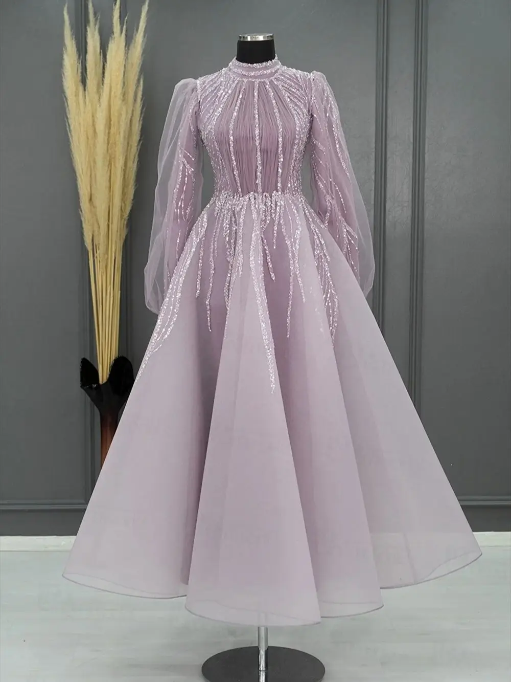 Elegant Abiye Elbise Muslim Evening Dress Robes De Soirée High Neck Arabic Dubai Bead Formal Party Prom Dresses 2024 Luxury Gown