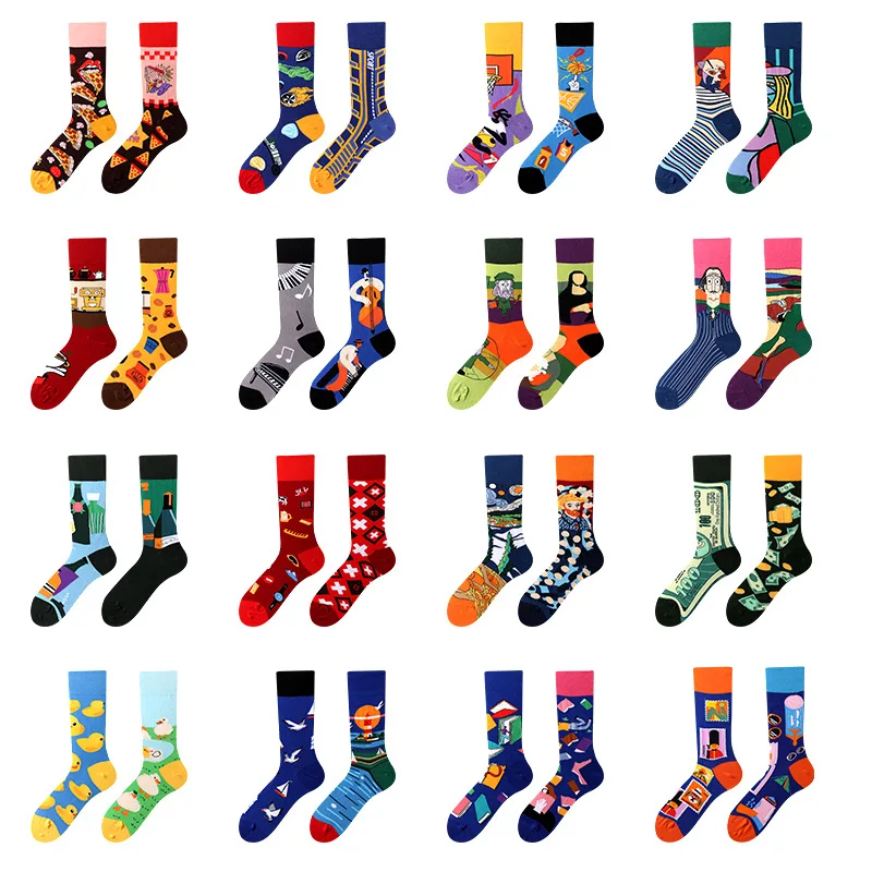 Creative and Fun Cartoon AB Trendy Asymmetric Mandarin Duck Men's and Women's Medium High Socks