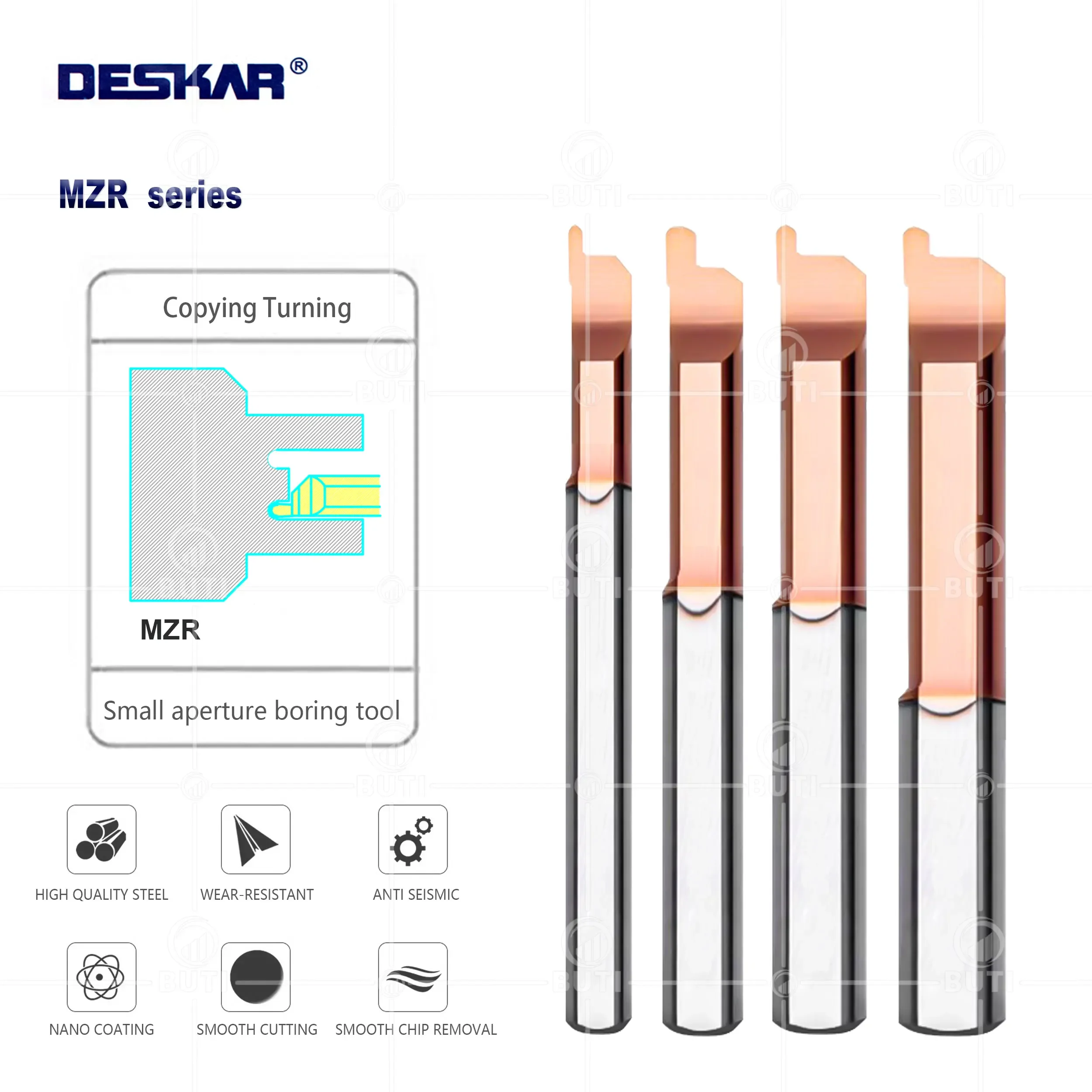 DESKAR 100% Original MZR4 R0.4 L15 5 R1.5 L22 6 R0.3 L22 8 R0.5 L30 CNC Lathe Tools Tungsten Steel Alloy Small Hole Boring Tool