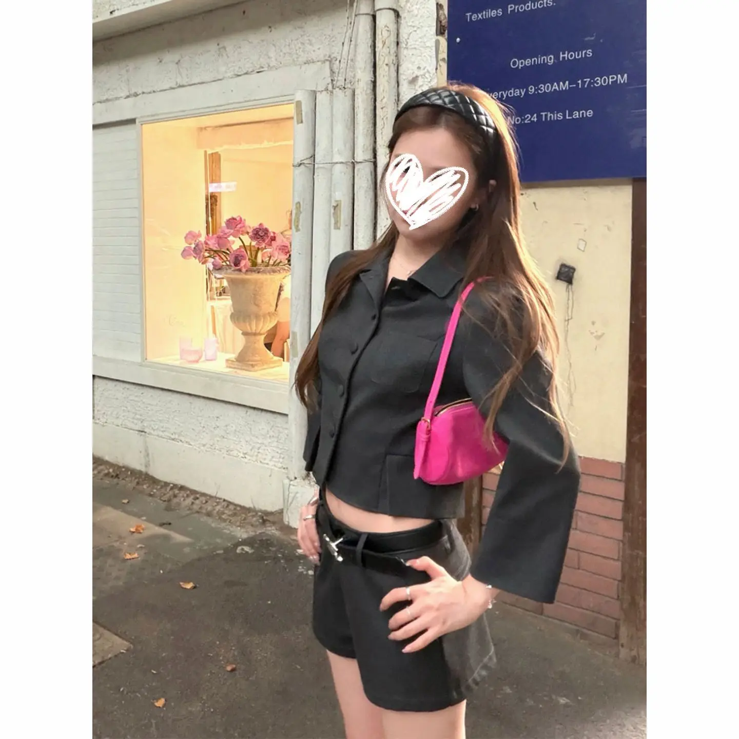 American Spice Girl Style Lapel Short Long Sleeve Top Women's Summer Loose Versatile Shorts Fashion Suit