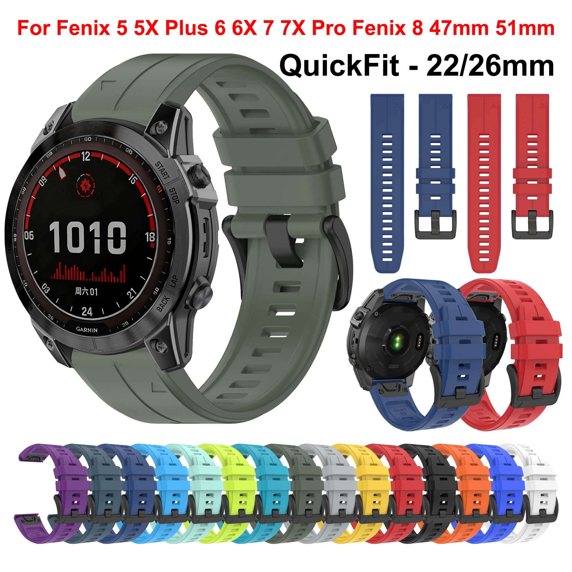 26mm 22mm Watch Band QuickFit For Garmin Fenix 5 5X PLUS Smart Watchband Fenix 6 6X 7 7X Pro 8 E Epix Gen2 965 970 Strap Correa