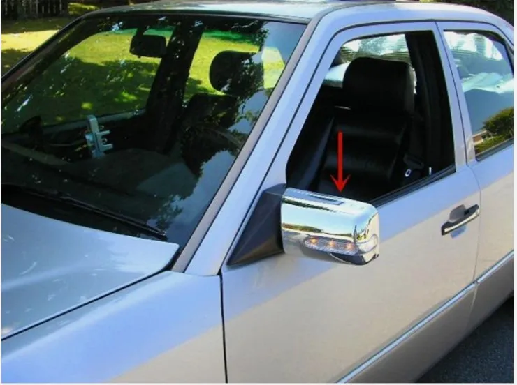One Pair Chrome Door Side Mirror Covers With Led Light For Mercedes W124 260E 300E 1984-1996 For LHD Left Hand Drive Model