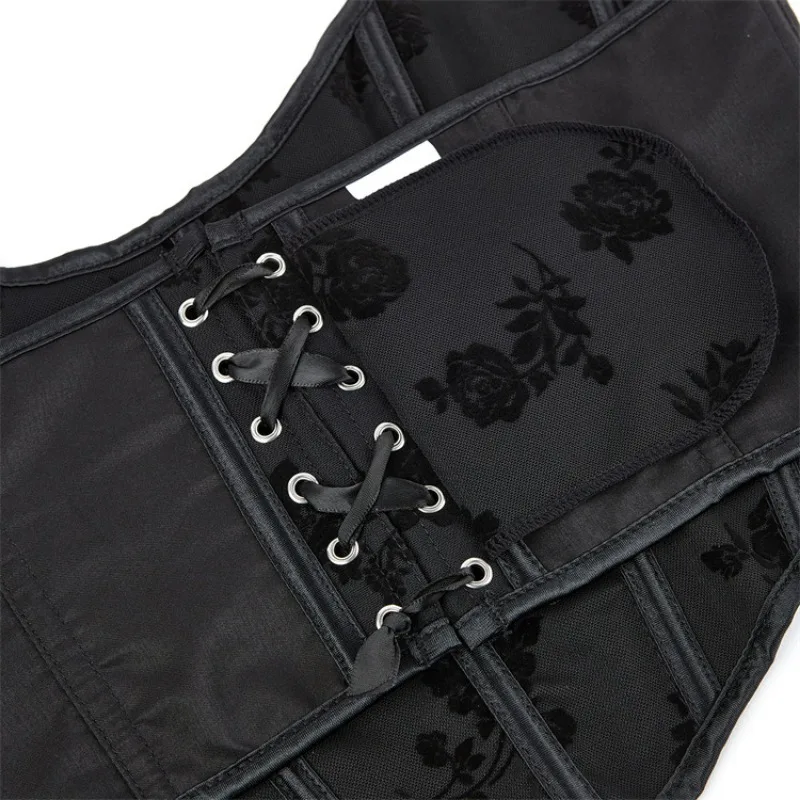 Women's Vintage Floral Overbust Corset Crop Tops Vest Strap Halter Lace Up Boned Bustiers Body Shaper Short Torso Sexy Kорсет - view 4