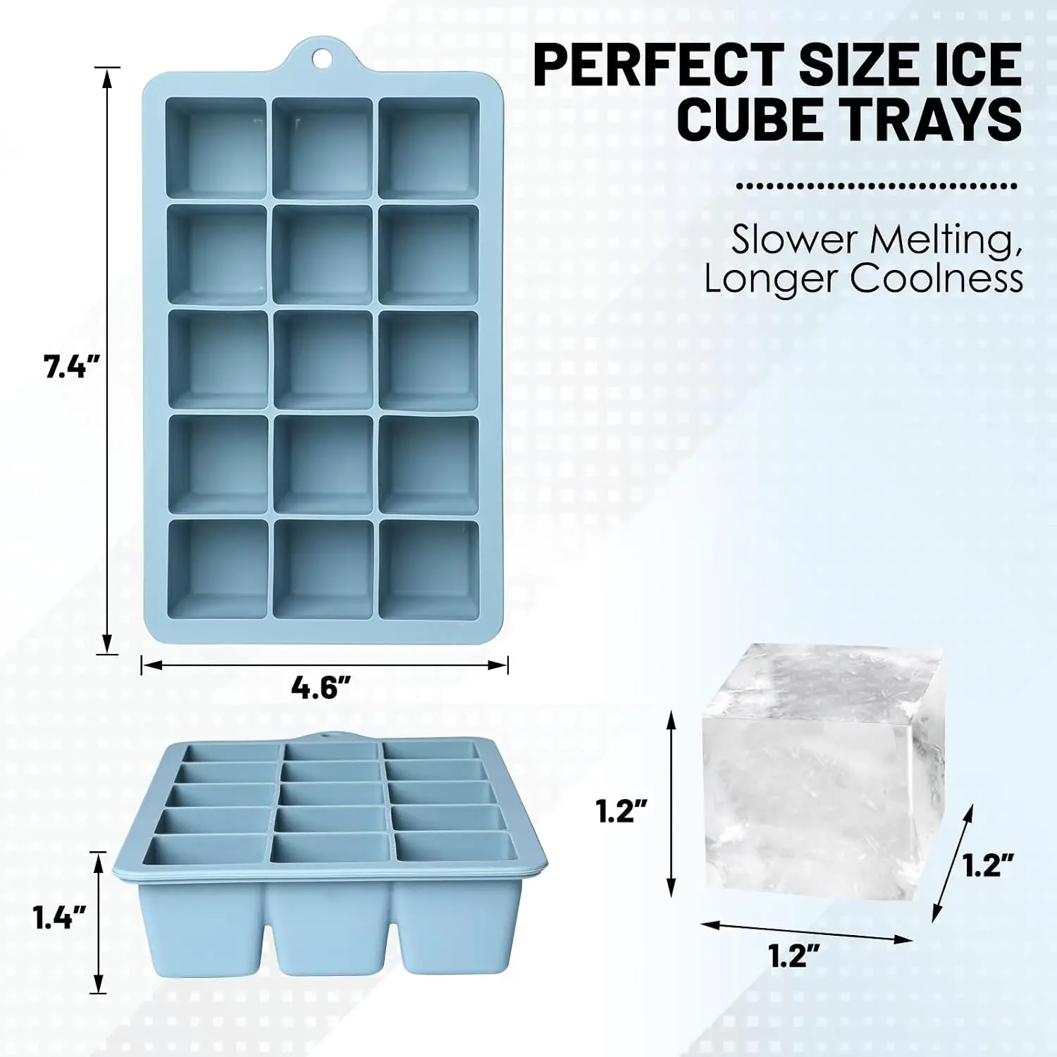 Silicone Ice Cube Trays 3Packs, Easy Release Ice Cube Molds with Lid, Freezer Stackable Ice Maker for Whiskey, Baby Food, BPA Free Blue+Grey+Pink