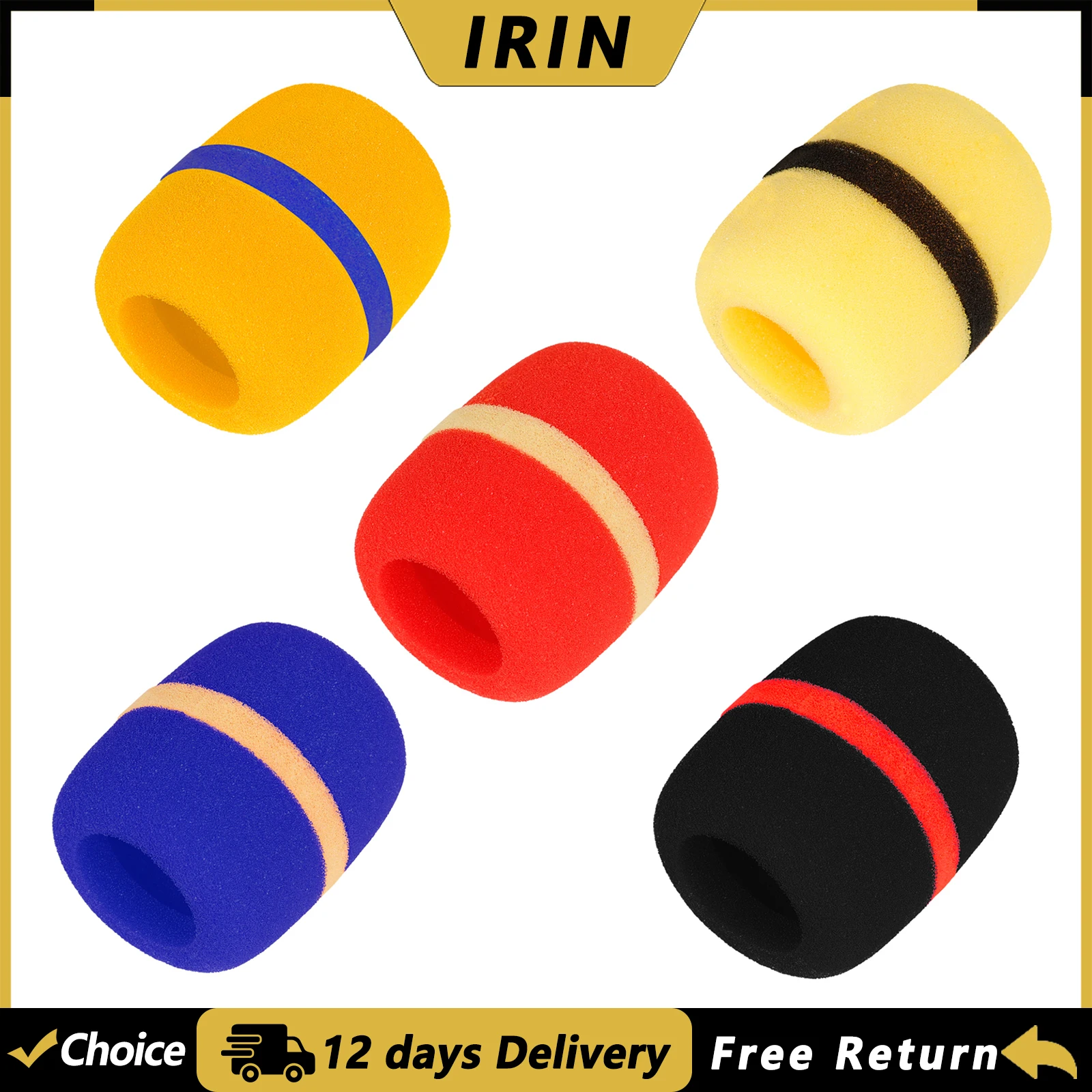 IRIN 5 Pcs Microphone Cover Thicken Foam Windscreen Sponge Mic Cover for Handheld Mic KTV Karaoke Musical Instrument Accessories