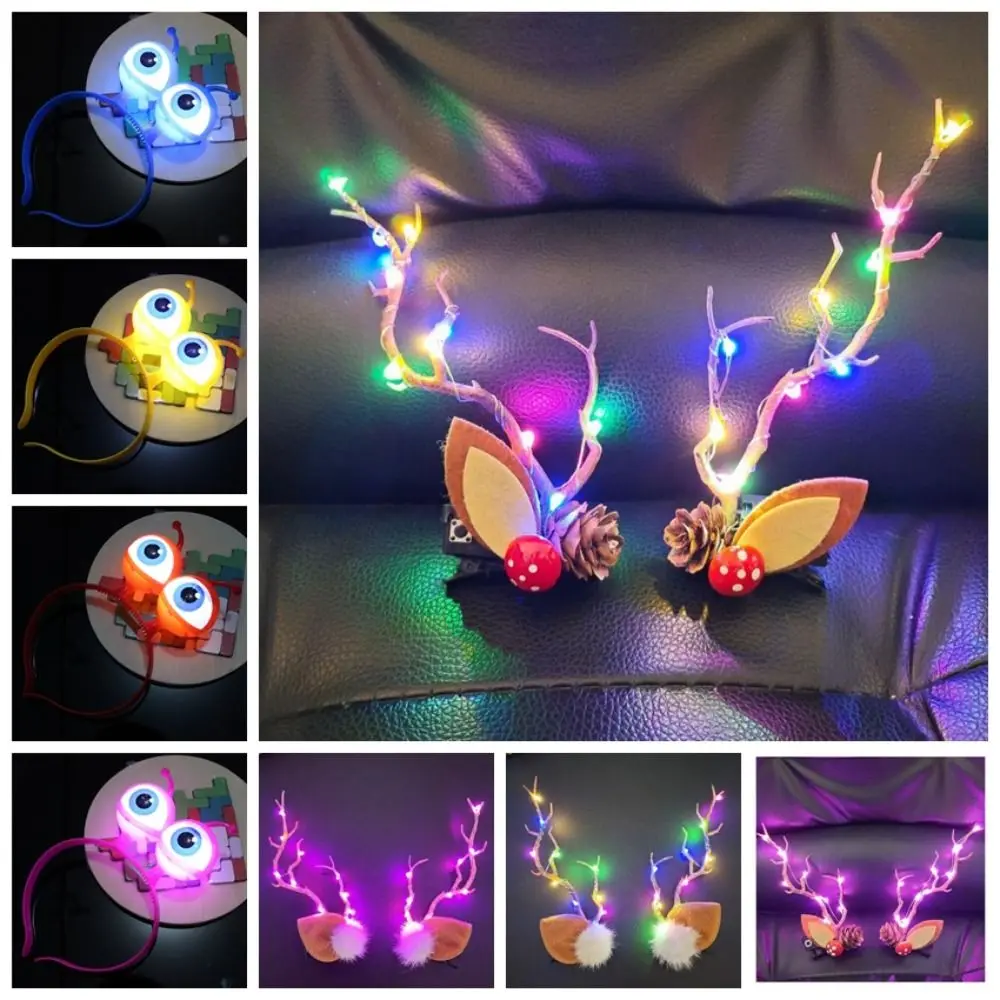 

LED Lights Alien Eyeball LED Hair Hoop Colorful Plastic LED Glow Headband Alien Eyes Pattern Resin Flashing Headband Kids