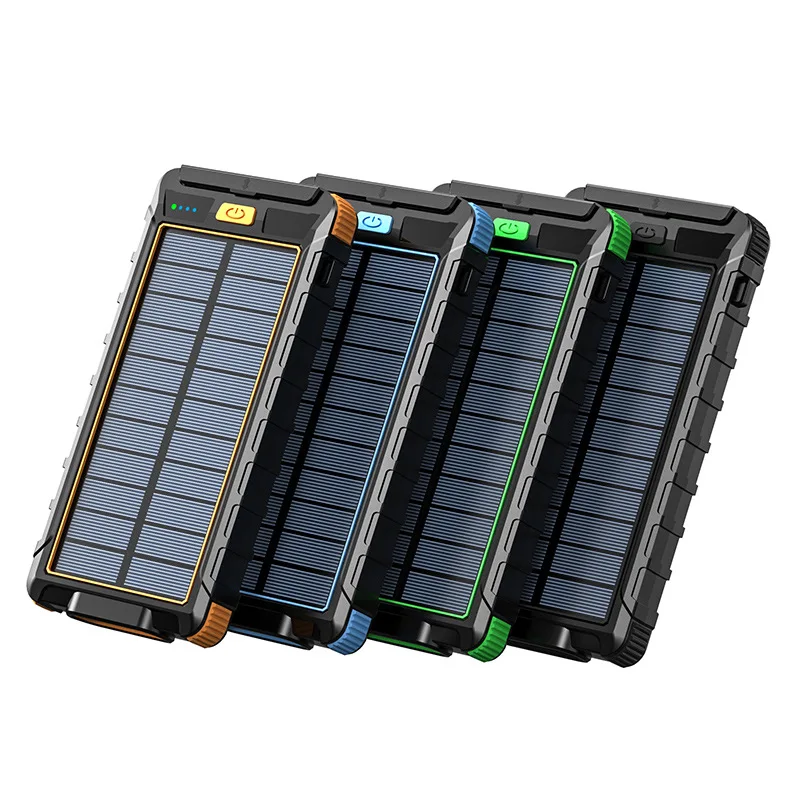 Solar Power Bank 20000mAh Luz Forte Lanterna LED Tc Impermeável Ao Ar Livre Carregamento Rápido Bidirecional Carregamento Sem Fio Energia Móvel luz solar de led para exterior carregador portatil para celular carregador