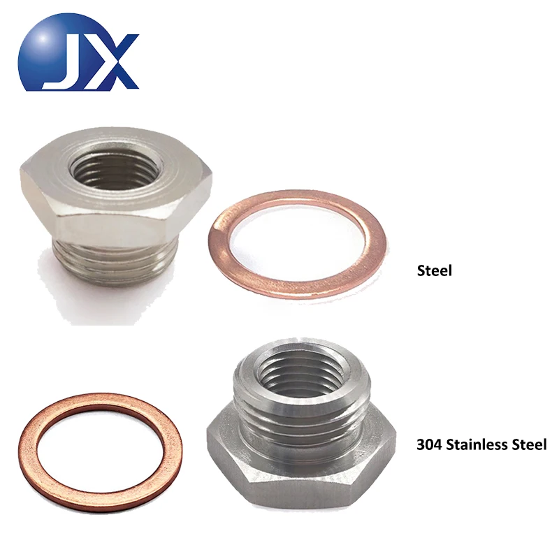 2PCS M18 Connector with Gasket Exhaust O2 Oxygen Sensor Spacer Reducer Adapter M12x1.25 To M18x1.5 Universal Fuel Filter Fitting