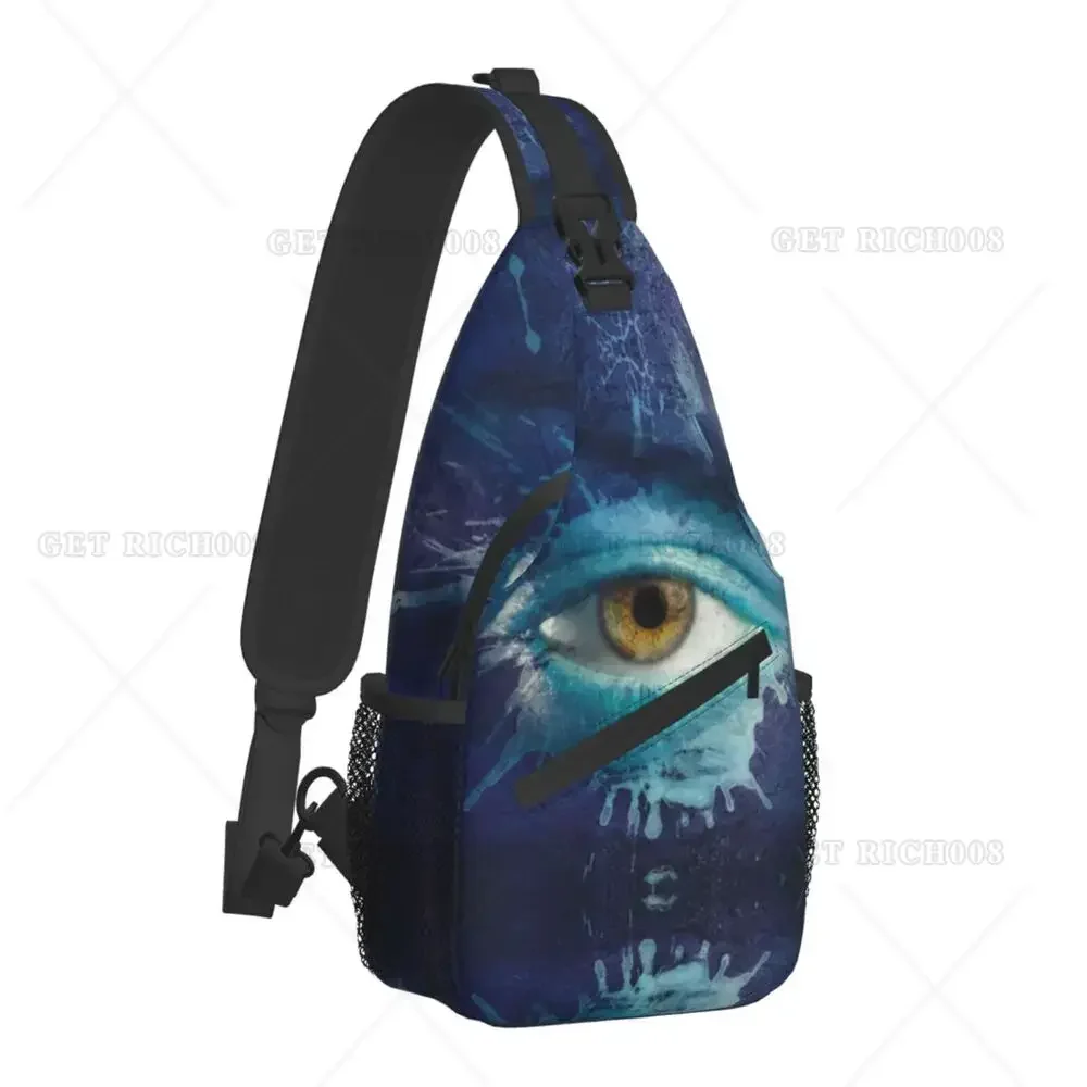 Casual Psychedelic Evil Eye Splash Crossbody Sling Backpack Men Mystic Eyes Spiritual Shoulder Chest Bags for Traveling