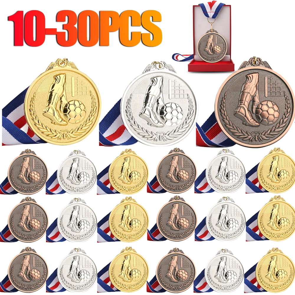 10-30PCS Gold Silver Bronze Style Metal Award Medals Football Competition Medals Collection Gold Silver Bronze Souvenir Gift