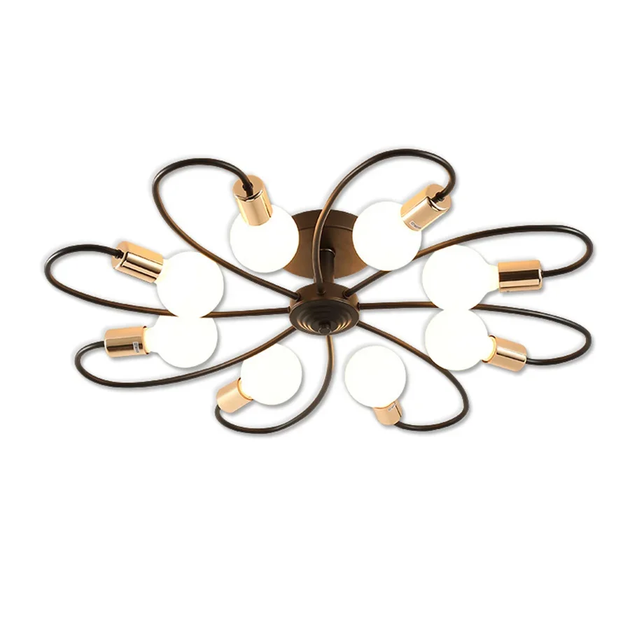 Nordic Creative Ceiling Lamp Minimal Postmodern Iron Art Chandelier Light 6/8 Heads Bedroom Study Living Room LED Ceiling Lights