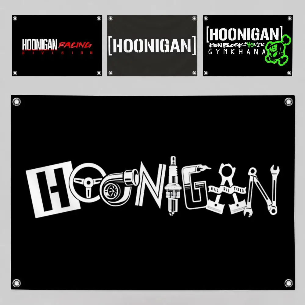 Hoonigan Racing Drift Car Culture Flags Home Yard & Garden Decor Banner - Indoor Outdoor Wall Hanging Flag