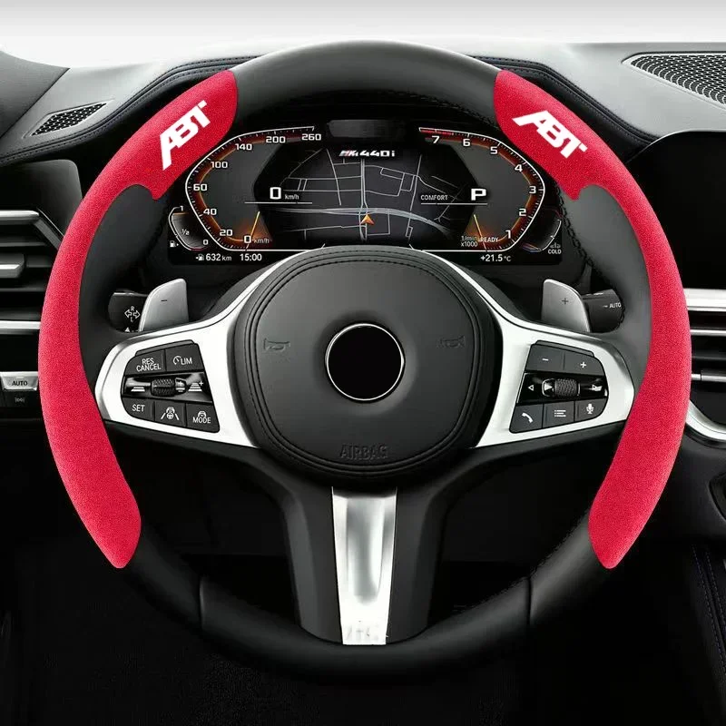 

Car Steering Wheel Cover black suede leather for ABT Audi S4 S5 S6 SQ7 RS3 RS4 RS5 RS6 RS7 A5 A4 Q5 TT Car Steering Wheel Cover