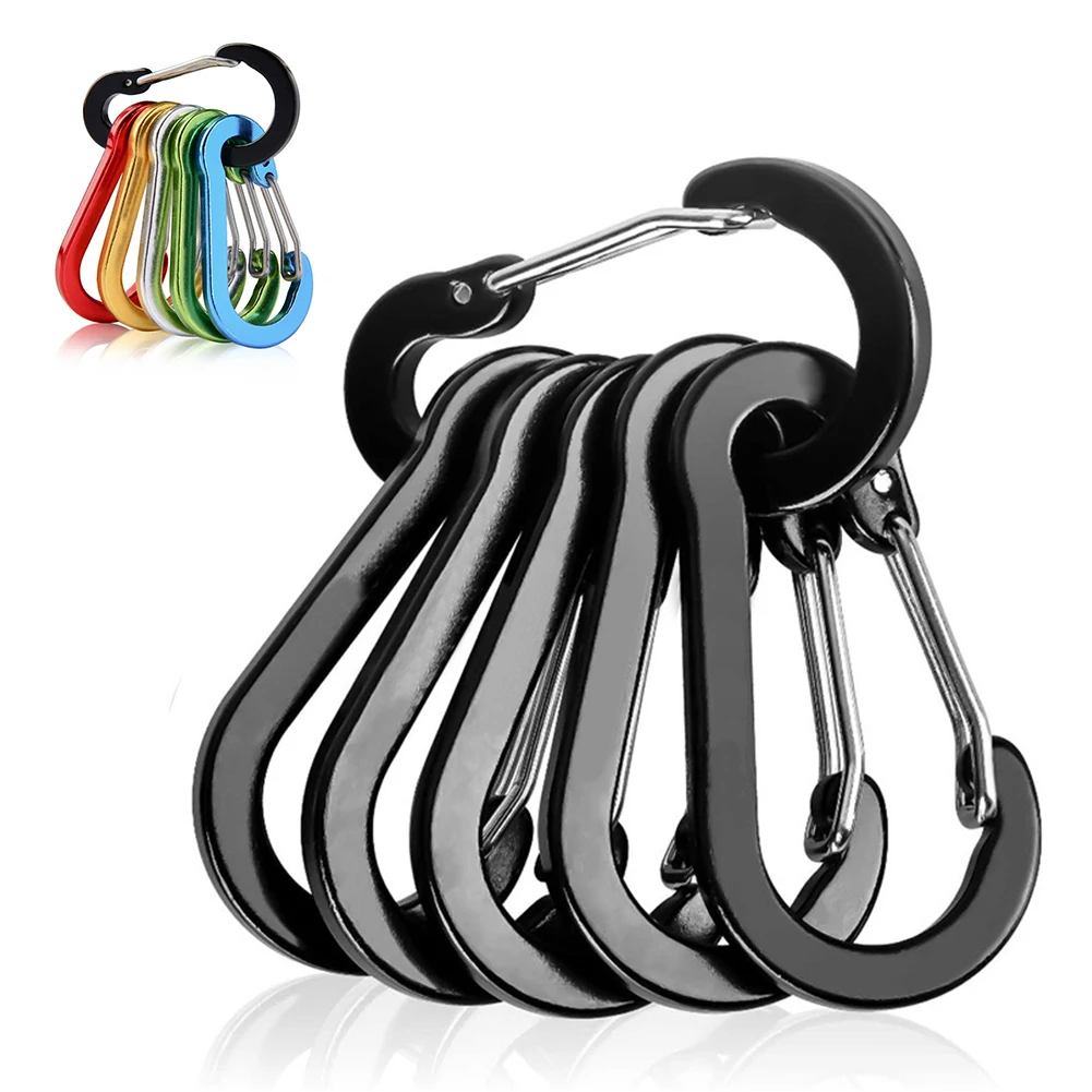 6/12pcs Multi Tool Mountaineering Buckle Steel Outdoor Camping Small Carabiner Clips Fishing Climbing Acessories