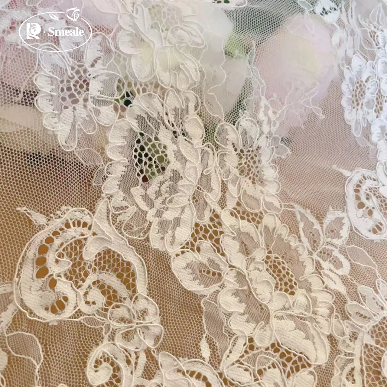 300CM X 73CM. Kordel-Stickerei-Wimpernspitzenbesatz. Großer Blumenspitzenstoff. Couture Braut Hochzeit DIY Nähzubehör – Detail 5