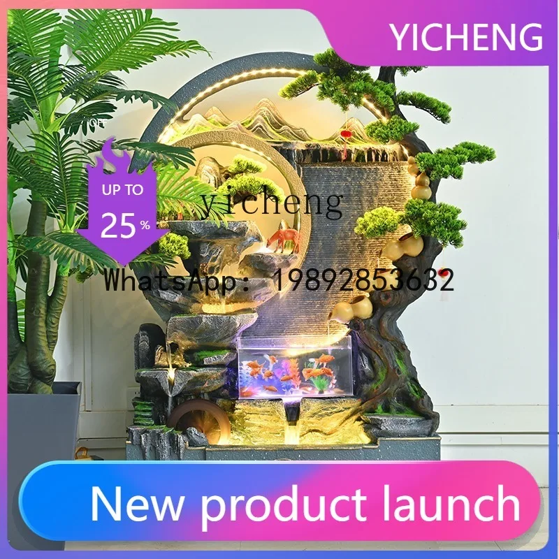 

Декоративная перегородка A30 с рокариями, текущей водой и аквариумом для рыбок, украшение для балкона и входной зоны.