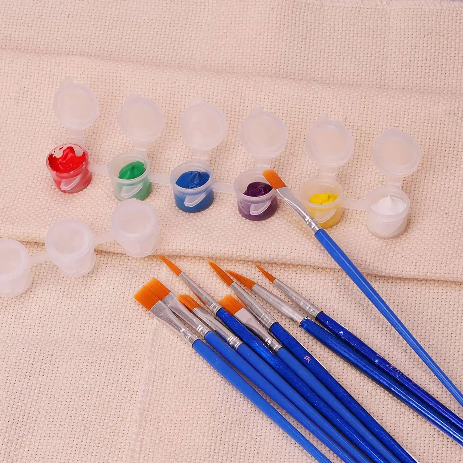 

20 Strips 120 Pots Empty Paint Strips And 20 Pieces Paint Brushes,Paint Cup Clear Plastic Storage Containers,3Ml/0.17Oz