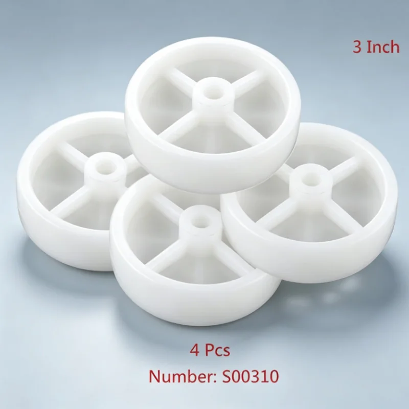 4 Pieces 75mm 3-Inch White PP Single Wheel Bearingless Nylon Caster Wheels for DIY Furniture Upgrade Home Improvement