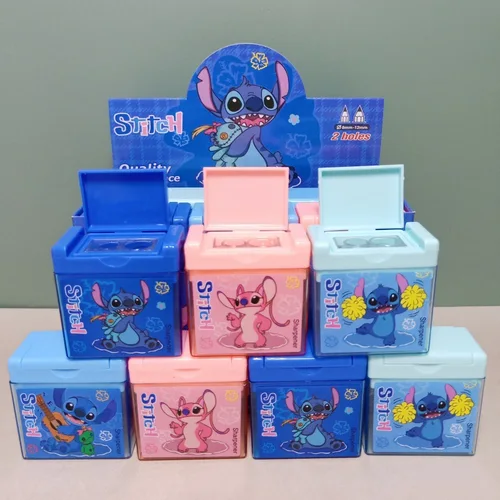 Imagen 2 del producto Sacapuntas de lápiz de doble agujero de 24 Uds para estudiantes lindo sacapuntas de lilo sacapuntas de lápiz para niños papelería