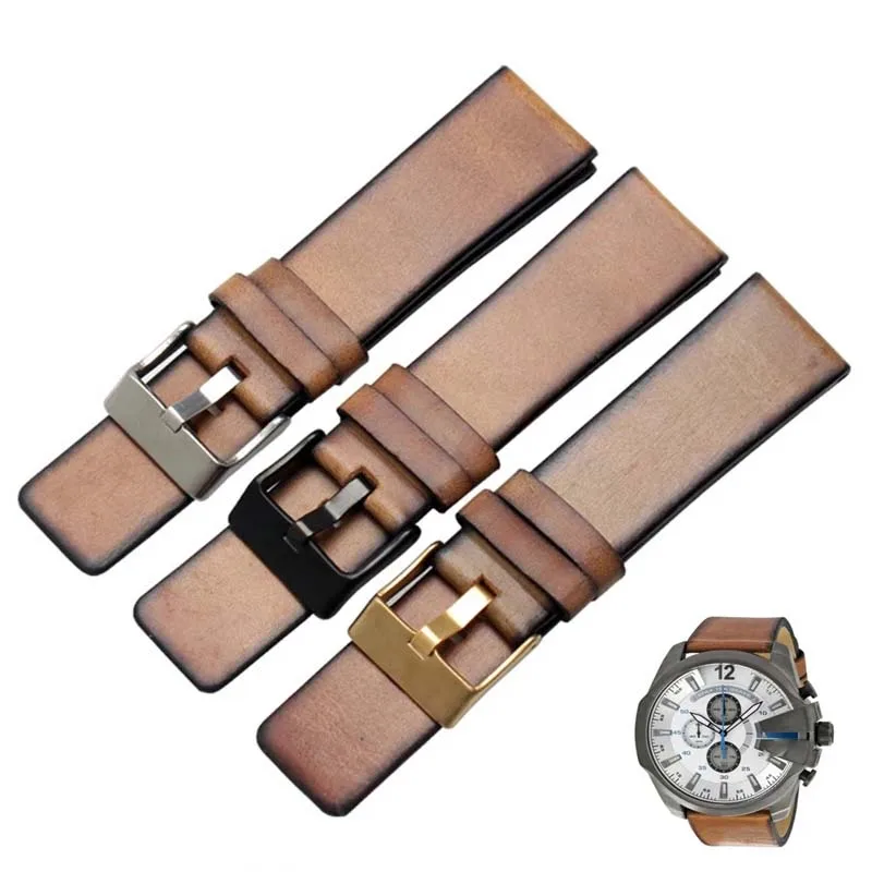 Genuine Retro genuine Leather watchband for Diesel DZ4343 DZ4323 DZ7406 watch strap vintage leather 22mm 24mm 26mm High Quality