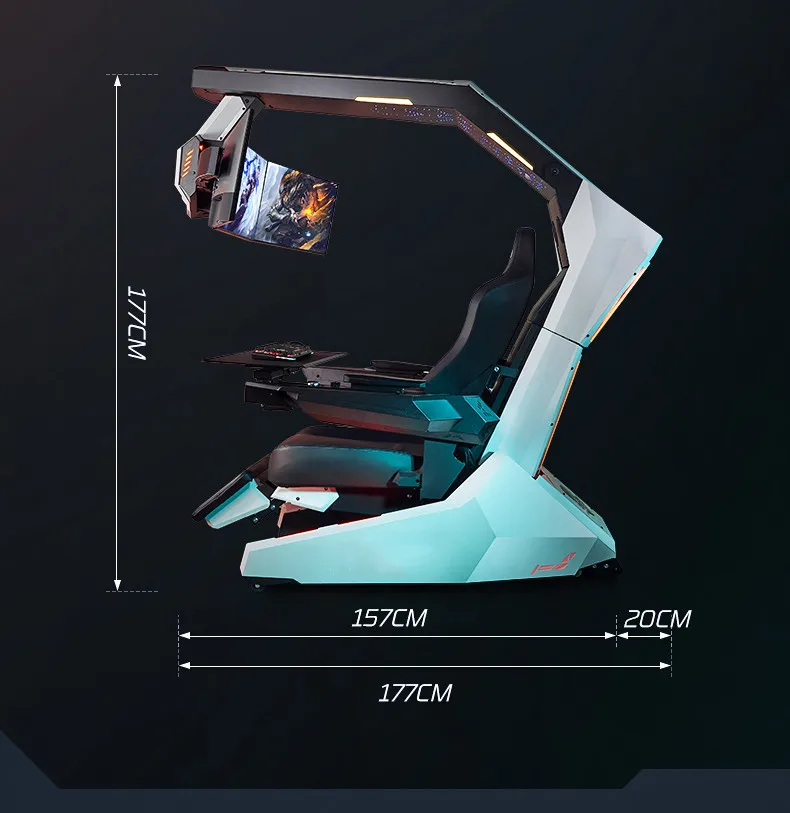 Imperator Ease Comfy R1Pro Recliner Workstation Computer Cockpit Zero Gravity Chair Office Home With Speakers RGB LED Massage
