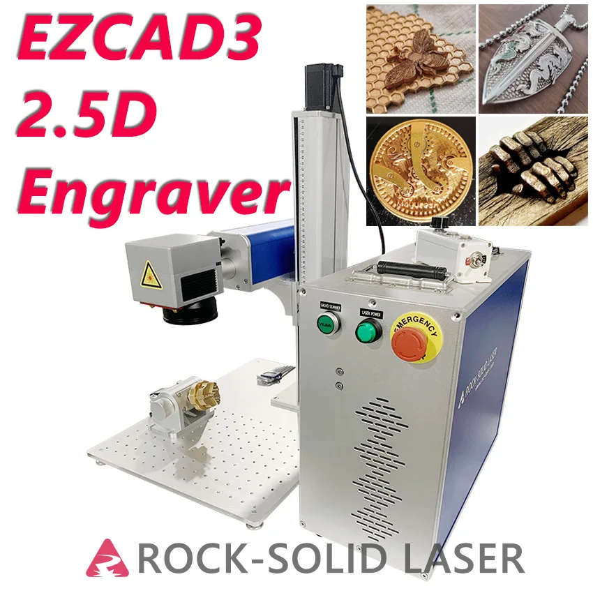 Ezcad3 Fiber Laser Marking Machine 20W 30W 50W 60W JPT M7 Raycus Q-switch JCZ DLC2-M4-2D 2.5D Deep Engraving CE Certified