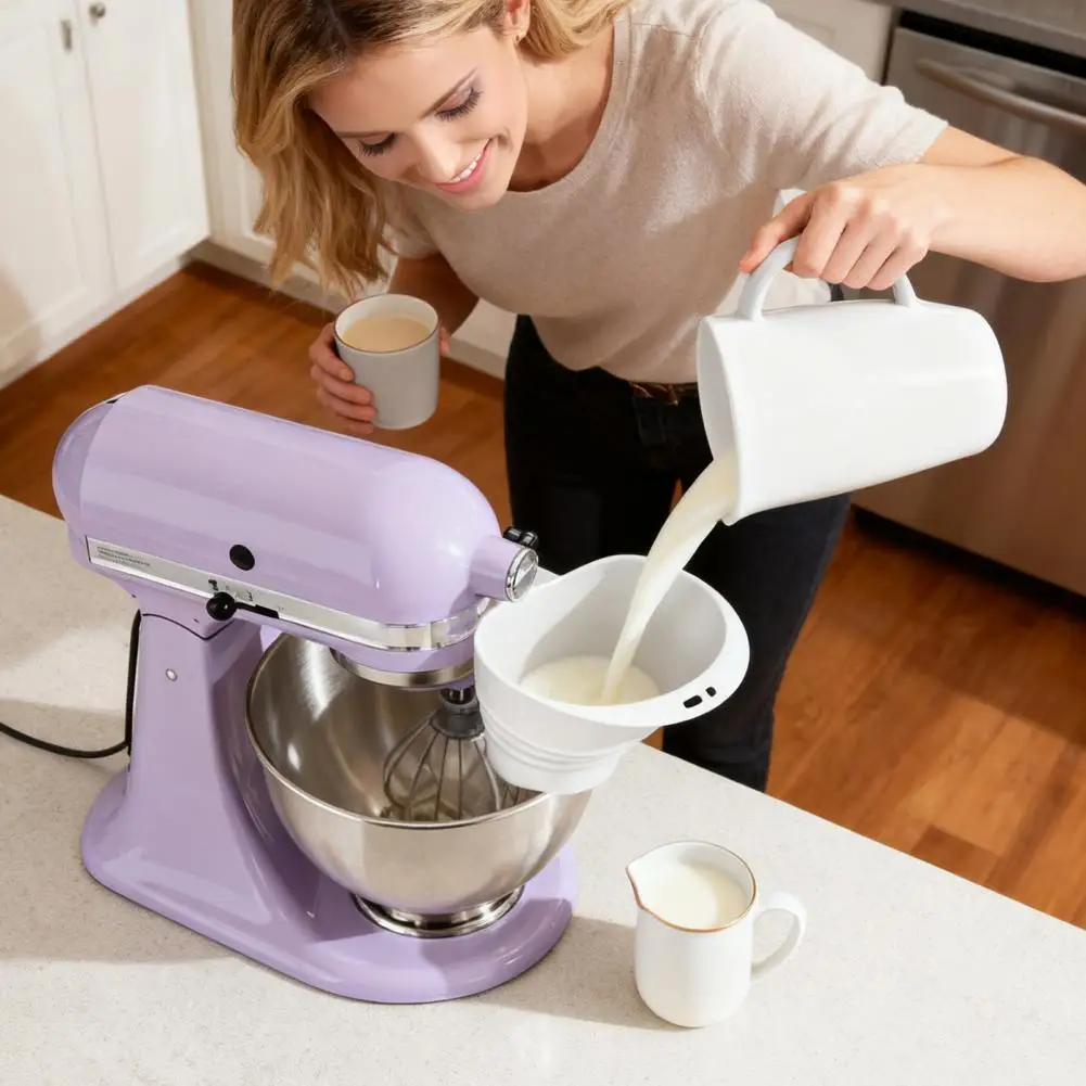 Silicone Flour Funnel for Stand Mixers Silicone Flour Funnel Mixer Bowl Cover Collapsible Pouring Shield Attachment 3-in-1