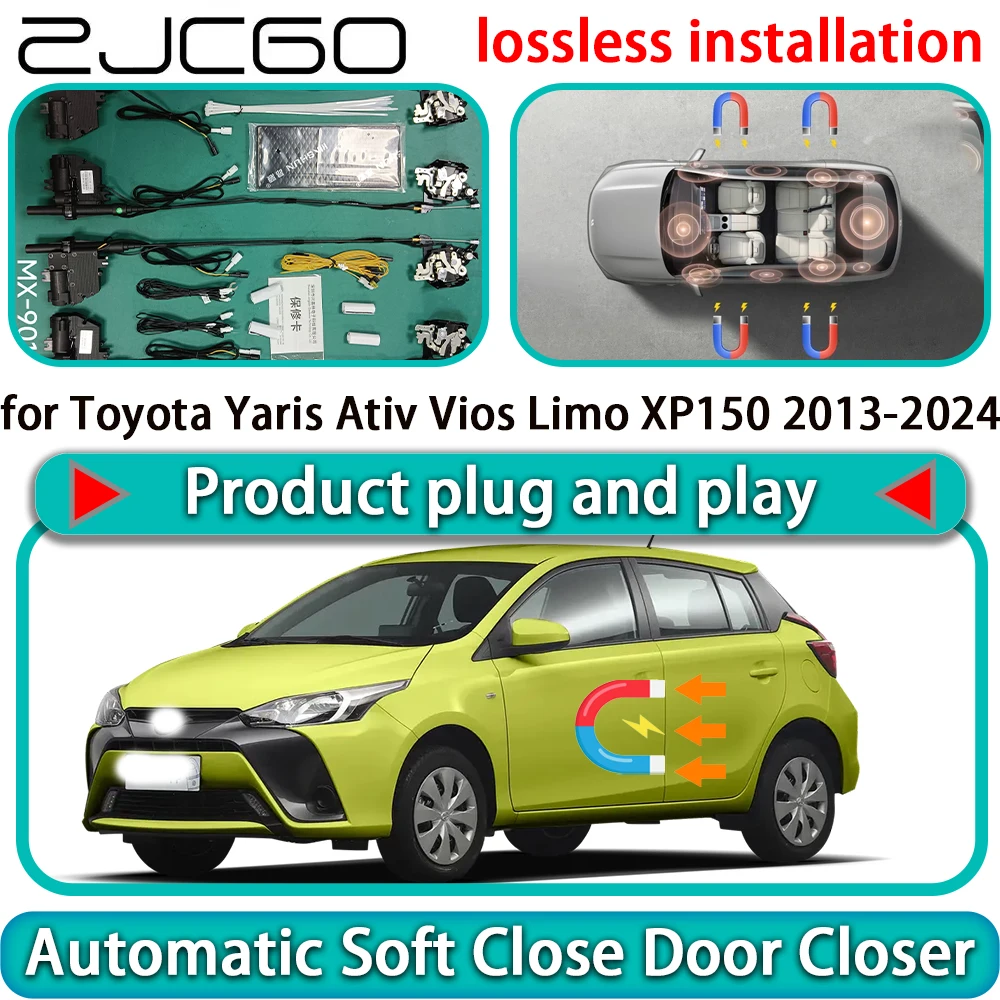 

Комплект автоматического доводчика дверей ZJCGO для Toyota Yaris Ativ Vios Limo XP150 2013-2024: Мягкое закрывание дверей, доводчик с функцией Power Latch