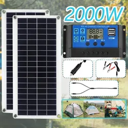 Solar Kit 1000W Solar Panel 12V 10A-100A Controller Solar Panel RV Cell Car Charger Outdoor Battery Supply for Phone Camping