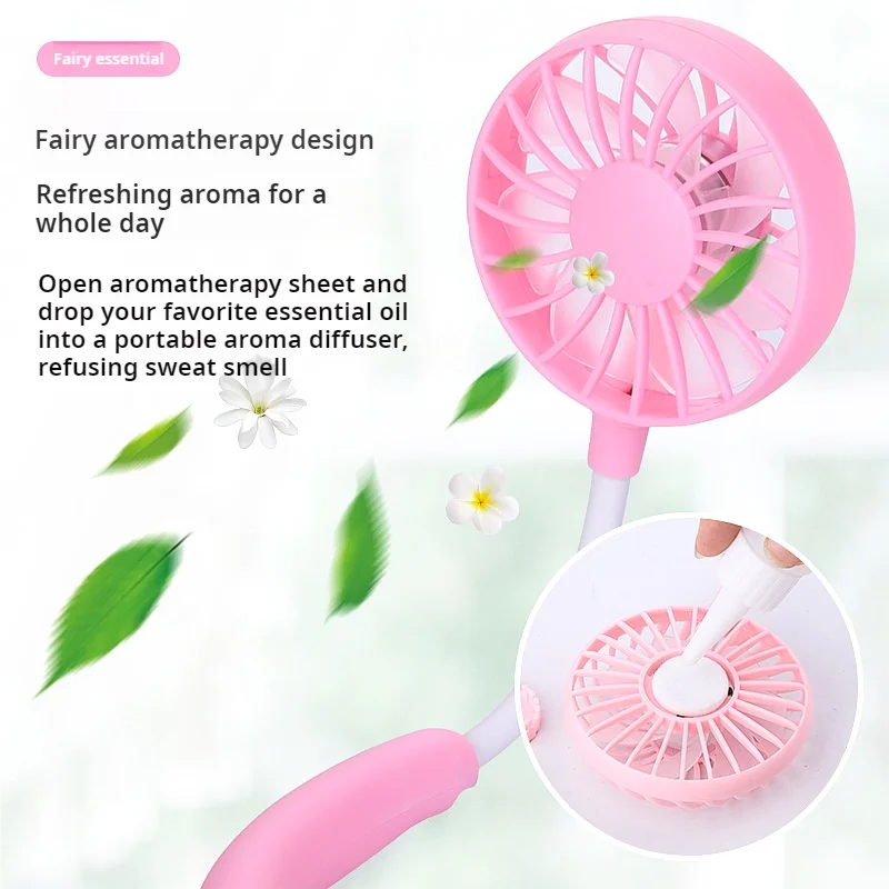 USB Neck Fan Sports Portable Electric Fan Long Battery Life Lazy Neck Fan Silent Small Fan Outdoor Cooling Fan Cool Luminous