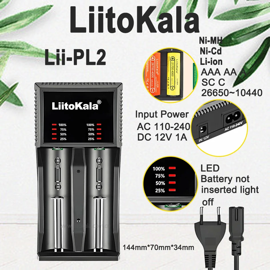 LiitoKala Lii-PL2 18650 26650 21700 Lithium Battery Charger