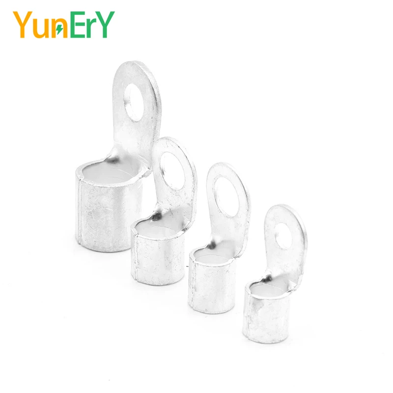 10PCS OT10/16/25/35/50-6/8/10/12/14 Electrical Terminal O-Type Terminal Cable Connector Copper Tinned Ring Connector 12-1/0 AWG
