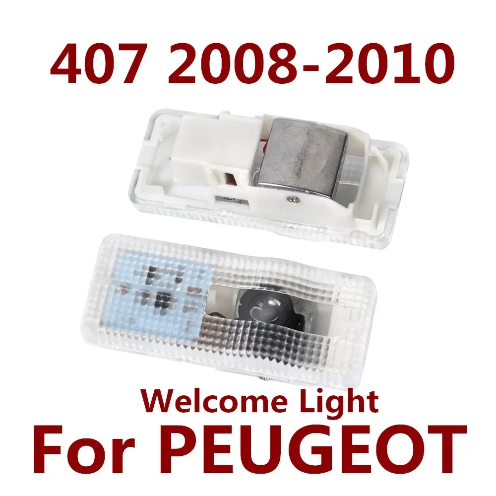 

2PCS For P-eugeot 407 2008 2009 2010 LED Car Door Logo Projector Welcome Lamp Courtesy Ghost Shadow Light Bulbs Auto Accessories