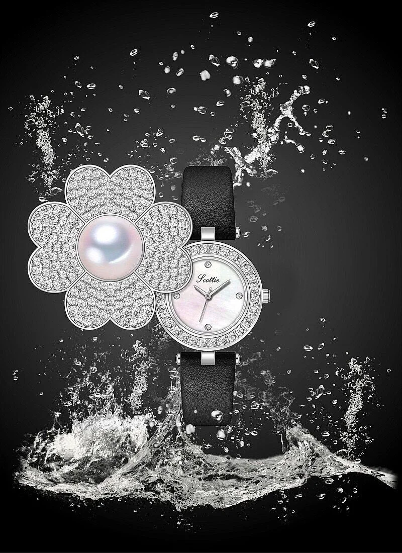 Women Quartz Watch Luxury Flower Pearl Orologio Vintage New Fashion Female Diamond Crystal Inlay Case Watches Ladies Wristwatch