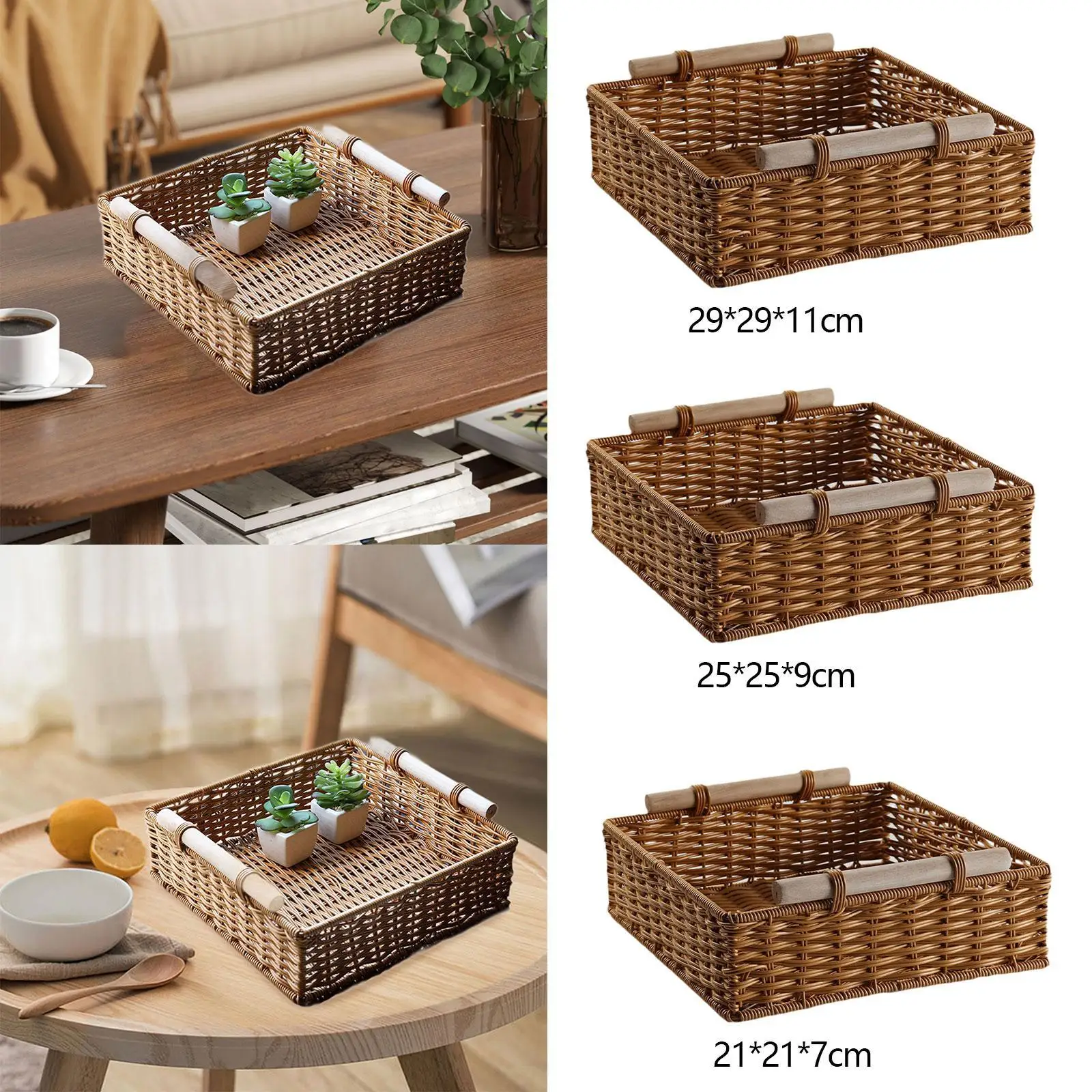 Hand Woven Basket Snack Bread Tray Entryway Keys Trays Modern Food Storage Container Household Organizer for Hotel Tabletop