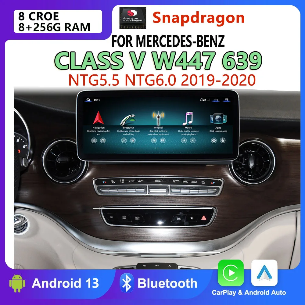 Qualcomm For Mercedes Benz V Class W447 Android 13 2019to2020 CarPlay GPS Navigation Car DVD Radio Multimedia Player HD Screen